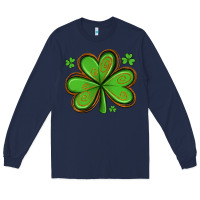 Navy st patricks day shamrock with glitter Long Sleeve Tee - Artiststas
