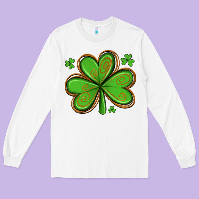St Patricks Day Shamrock With Glitter Long Sleeve Tee Designed By Artiststas
