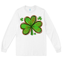 White st patricks day shamrock with glitter Long Sleeve Tee - Artiststas