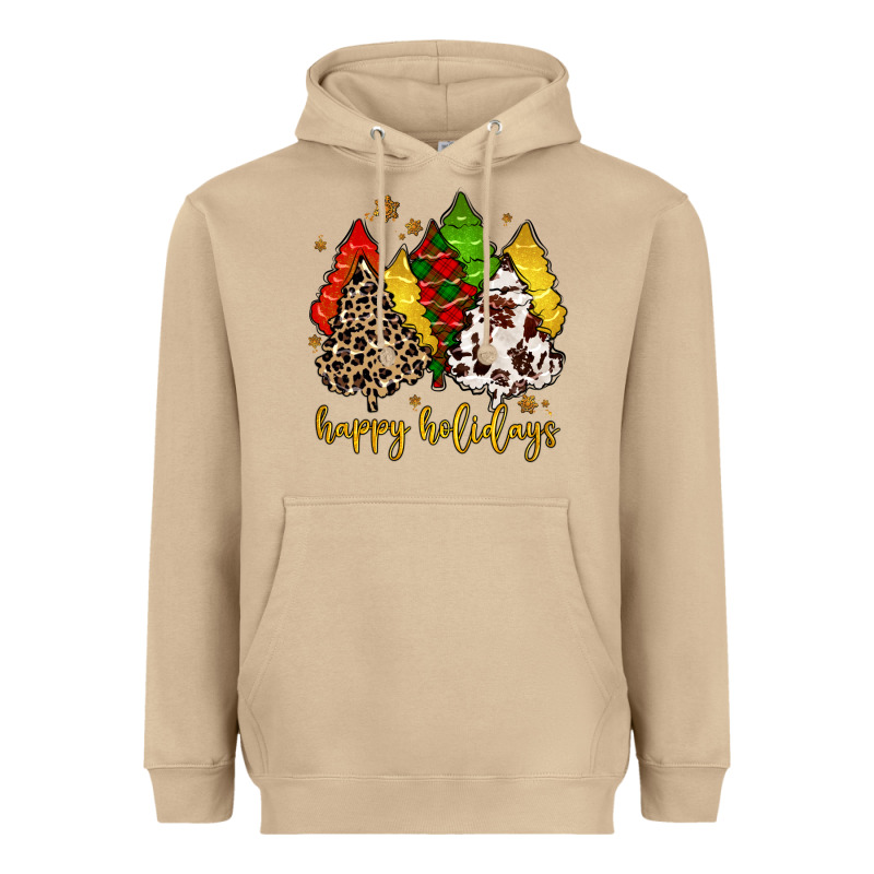 Happy Holidays With Christmas Tree Heavyweight Hoodie by MaliasSmallBusiness | Teevron