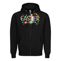 Black easter cross with bunny Zipper Hoodie - MaliasSmallBusiness