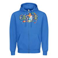 True Royal easter cross with bunny Zipper Hoodie - MaliasSmallBusiness