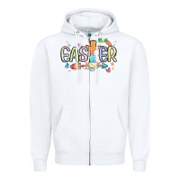 White easter cross with bunny Zipper Hoodie - MaliasSmallBusiness