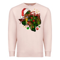 Pale Pink Christmas Western Texas Map Premium Sweatshirt - BundleAndBundleShop