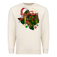 Sandshell Christmas Western Texas Map Premium Sweatshirt - BundleAndBundleShop