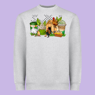 Chicken Coffee Cups Heavyweight Sweatshirt Designed By Adodesignshop