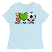 Baby Blue peace love soccer Ladies Tee - AdoDesignShop