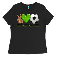 Black peace love soccer Ladies Tee - AdoDesignShop