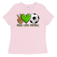 Bubblegum Pink peace love soccer Ladies Tee - AdoDesignShop