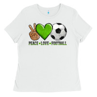 White peace love soccer Ladies Tee - AdoDesignShop