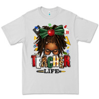 Teacher Life Afro Locs Messy Bun Premium Tee | Teevron