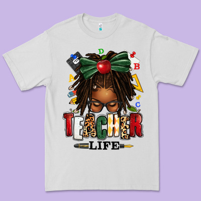 Premium Tee teacher life afro locs messy bun