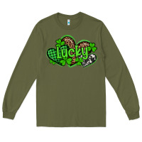 Army Green st patricks day lucky western hearts Long Sleeve Tee - Artiststas