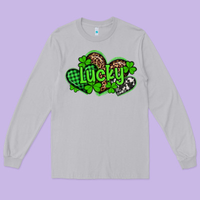 St Patricks Day Lucky Western Hearts Long Sleeve Tee Designed By Artiststas