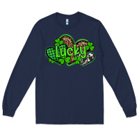 Navy st patricks day lucky western hearts Long Sleeve Tee - Artiststas