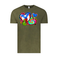 Vintage Olive western leopard puerto rico   hearts Vintage Tee - AdoDesignShop