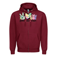 Burgundy peace love peeps Zipper Hoodie - MaliasSmallBusiness