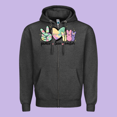 Peace Love Peeps Zipper Hoodie Designed By Maliassmallbusiness