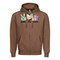 Chestnut peace love peeps Zipper Hoodie - MaliasSmallBusiness