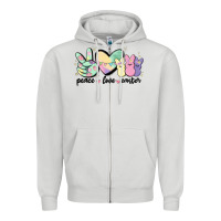 Dove Grey peace love peeps Zipper Hoodie - MaliasSmallBusiness