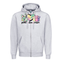 Heather Grey peace love peeps Zipper Hoodie - MaliasSmallBusiness