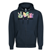Navy peace love peeps Zipper Hoodie - MaliasSmallBusiness