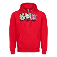 Red peace love peeps Zipper Hoodie - MaliasSmallBusiness