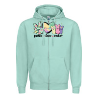Seafoam peace love peeps Zipper Hoodie - MaliasSmallBusiness
