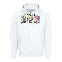 White peace love peeps Zipper Hoodie - MaliasSmallBusiness