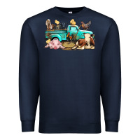 Navy Farm Animals Truck Premium Sweatshirt - BundleAndBundleShop
