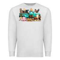 Oatmeal Heather Farm Animals Truck Premium Sweatshirt - BundleAndBundleShop