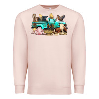 Pale Pink Farm Animals Truck Premium Sweatshirt - BundleAndBundleShop