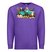 Purple Farm Animals Truck Premium Sweatshirt - BundleAndBundleShop