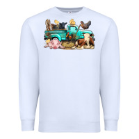 White Farm Animals Truck Premium Sweatshirt - BundleAndBundleShop