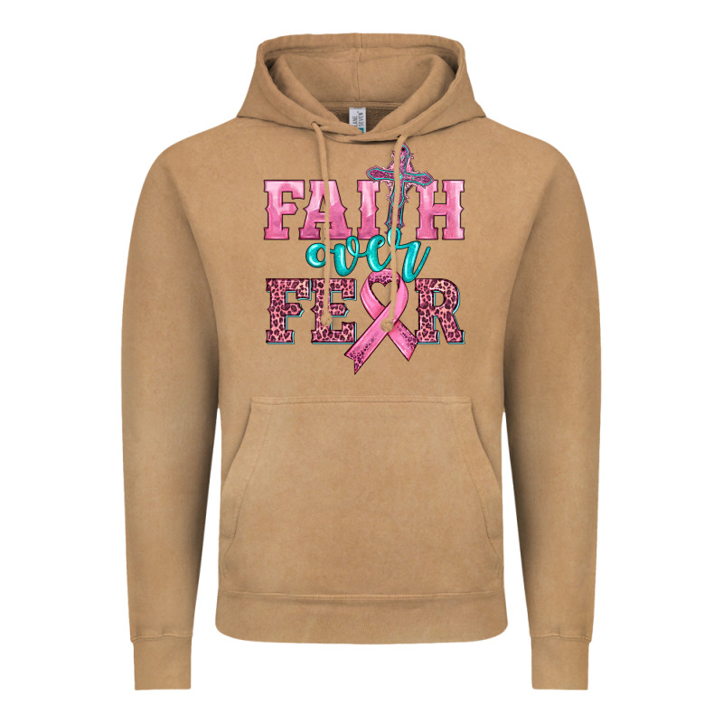 Faith Over Fear With Cross And Ribbon Vintage Hoodie by HRA Design Shop | Teevron