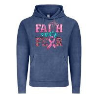 Vintage Denim faith over fear with cross and ribbon Vintage Hoodie - HRA Design Shop