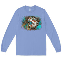 Colony Blue indian headress sunflower leopard Long Sleeve Tee - AdoDesignShop