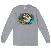 Heather Grey indian headress sunflower leopard Long Sleeve Tee - AdoDesignShop