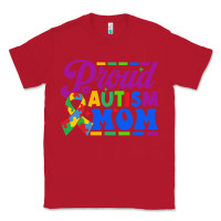 Red Proud Autism Mom Classic Tee - CowhideDigitalArt