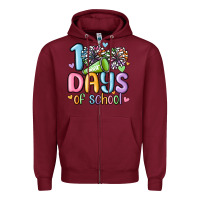 Burgundy 100 days of school cheer Zipper Hoodie - MaliasSmallBusiness