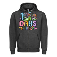 Charcoal Heather 100 days of school cheer Zipper Hoodie - MaliasSmallBusiness