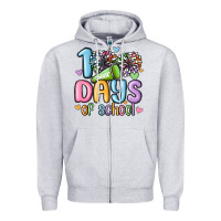 Heather Grey 100 days of school cheer Zipper Hoodie - MaliasSmallBusiness