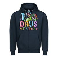 Navy 100 days of school cheer Zipper Hoodie - MaliasSmallBusiness