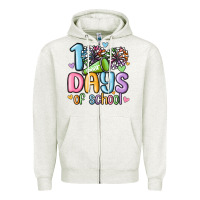 Oatmeal Heather 100 days of school cheer Zipper Hoodie - MaliasSmallBusiness