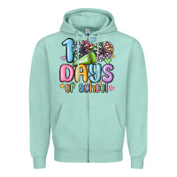 Seafoam 100 days of school cheer Zipper Hoodie - MaliasSmallBusiness