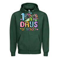 Sports Green 100 days of school cheer Zipper Hoodie - MaliasSmallBusiness