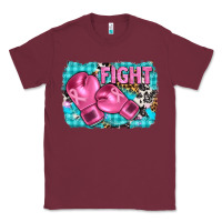 Burgundy fight with boxing gloves and cancer ribbon Classic Tee - AdoDesignShop