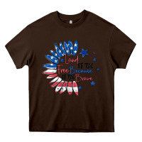 Chocolate Brown land of the free because of the brave Heavy Core Tee - MaliasSmallBusiness