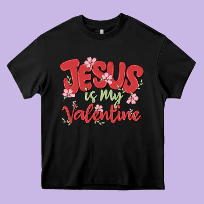 Jesus Is My Valentine Heavy Core Tee Designed By Maliassmallbusiness