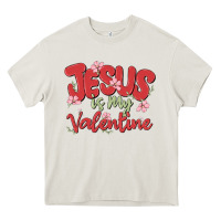 Cream jesus is my valentine Heavy Core Tee - MaliasSmallBusiness